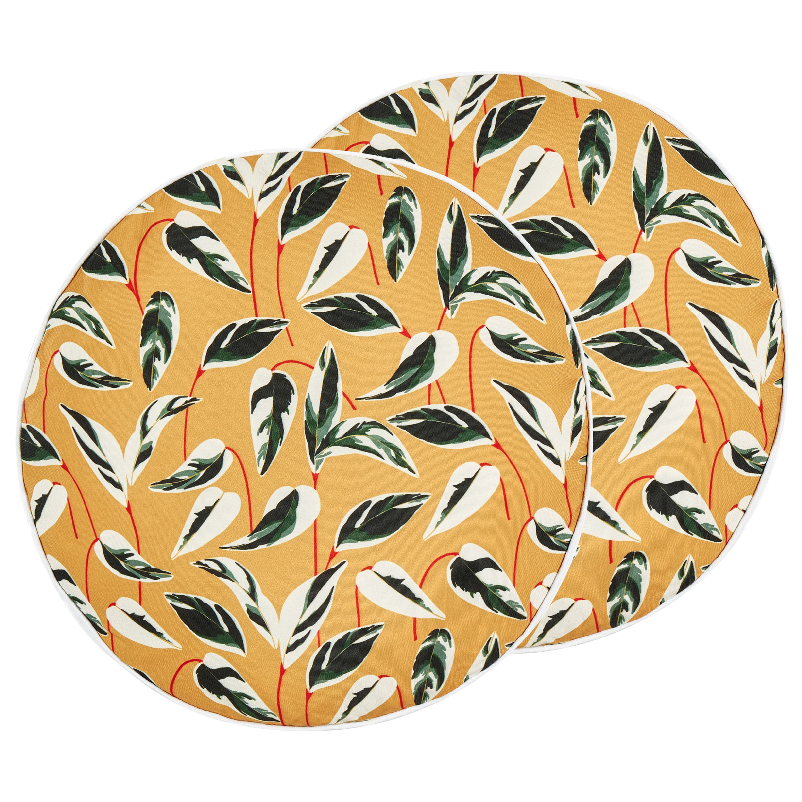 Set med 2 utomhusdynor TAGGIA Växtmotiv 40 x 40 cm Gul