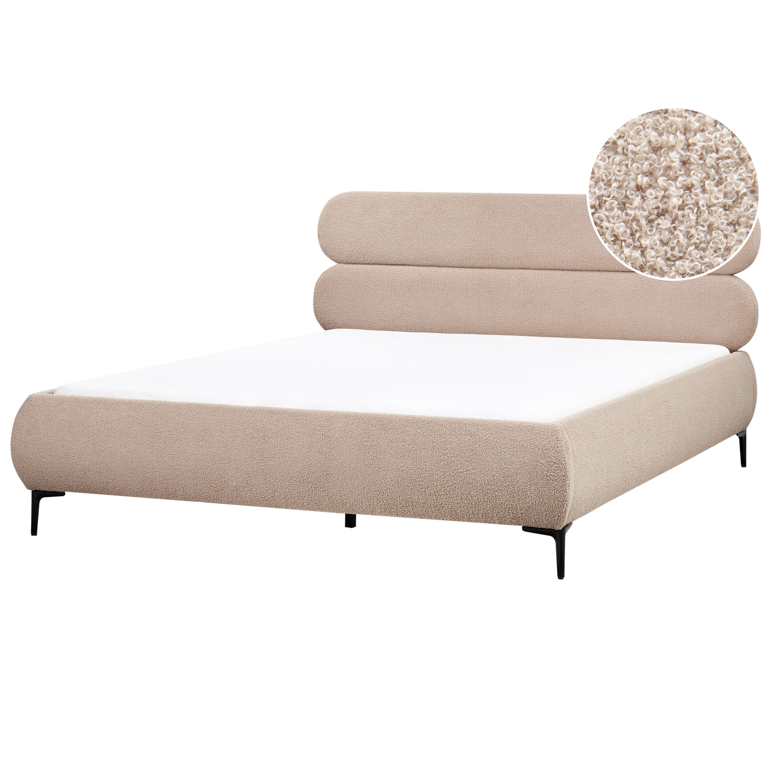 Säng med lamellram Bouclé LESSAY 180 x 200 cm Taupe