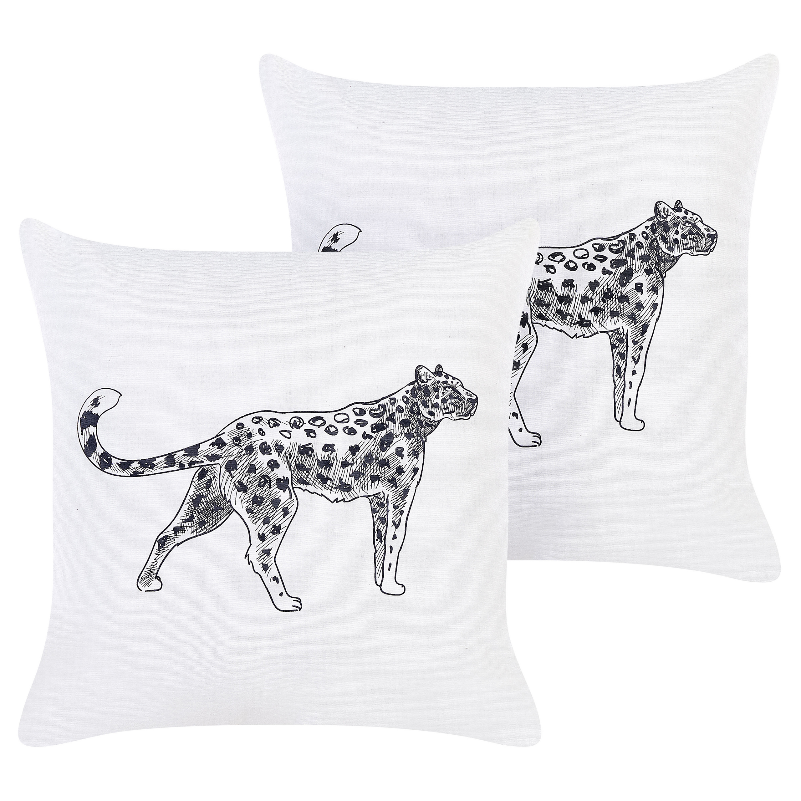 Set med 2 prydnadskuddar MARULA 45 x 45 cm Bomull Vit Djurtryck