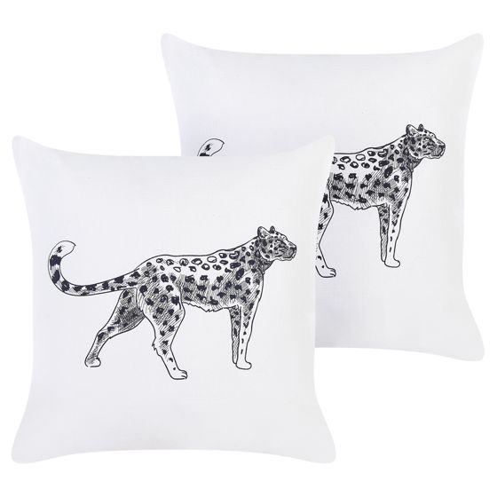 Set med 2 prydnadskuddar MARULA 45 x 45 cm Bomull Vit Djurtryck