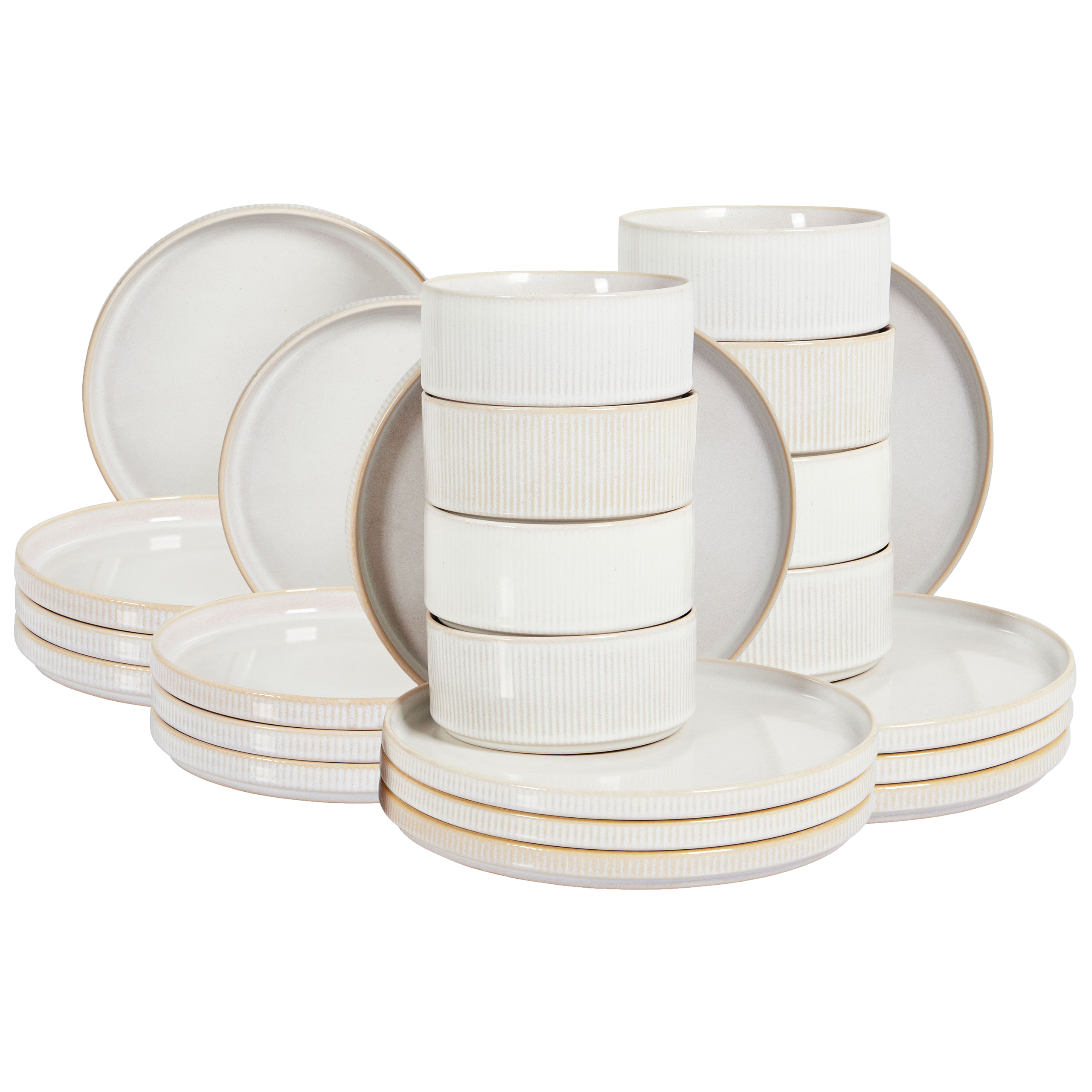 Set med 24 matserviser SPIKENARD Stengods Off-White