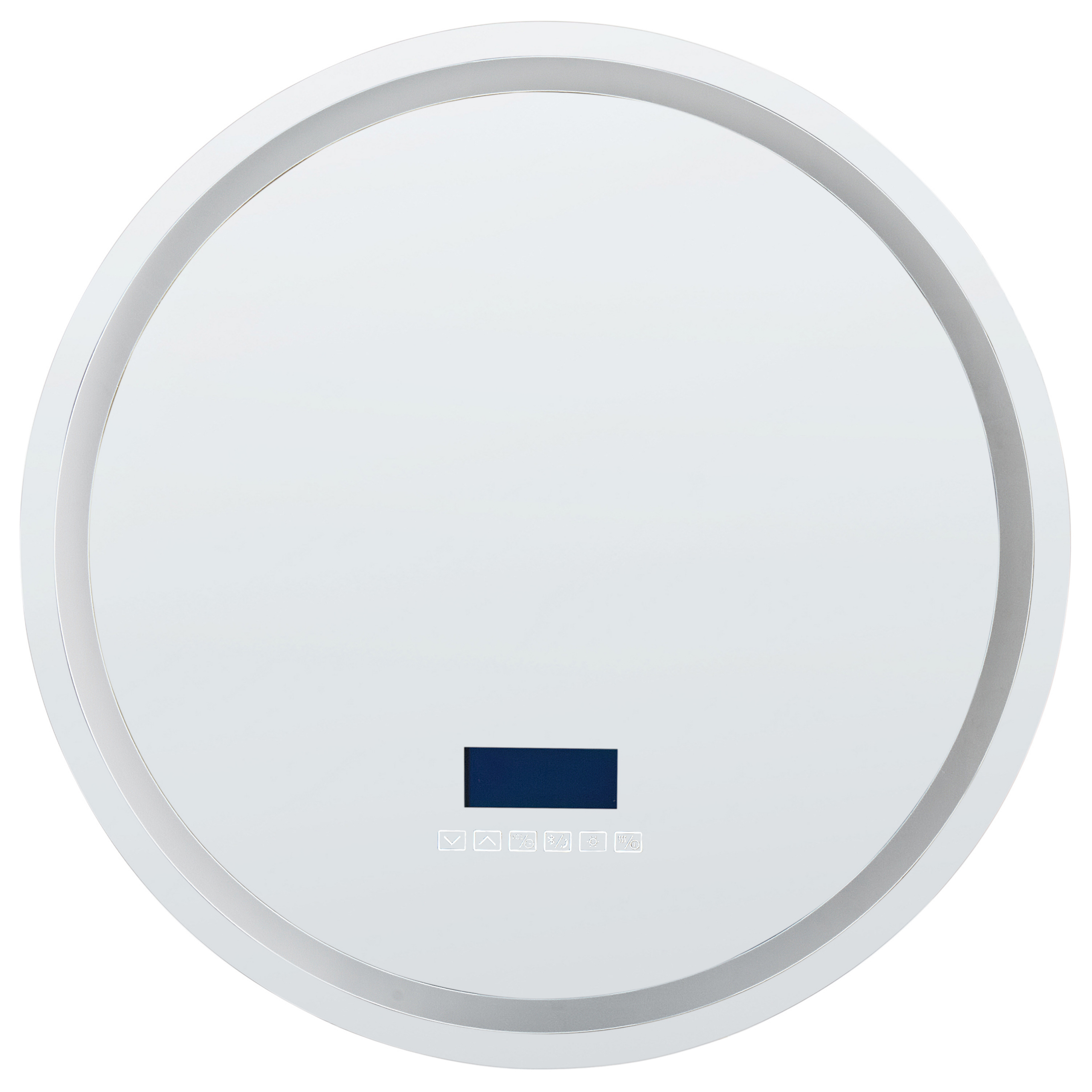 Badrumsspegel med LED BROGNON 60 cm 60 cm med inbyggd Bluetooth-högtalare Silver