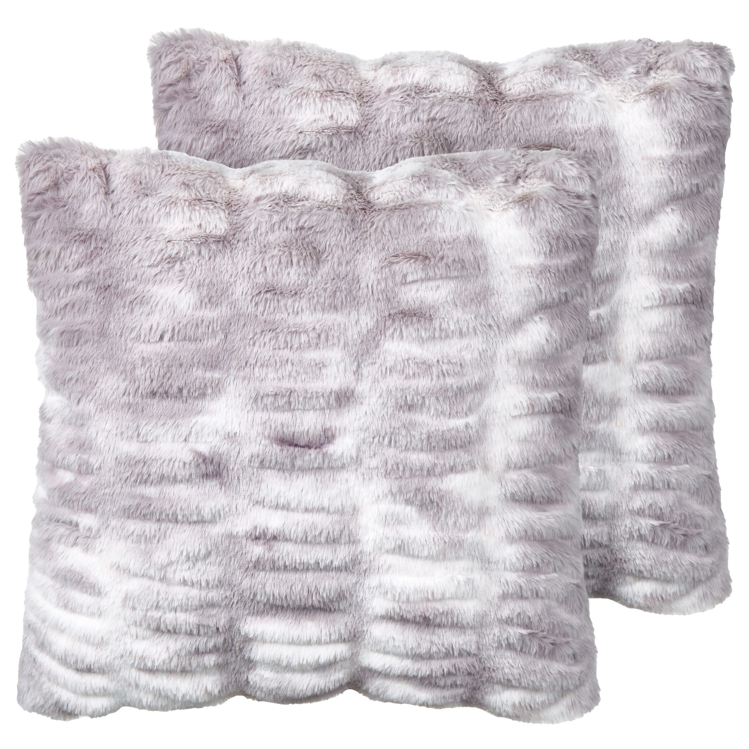 Set med 2 prydnadskuddar MACODES 45 x 45 cm Fuskpäls Ljusgrå Monokromt