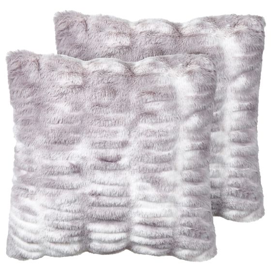 Set med 2 prydnadskuddar MACODES 45 x 45 cm Fuskpäls Ljusgrå Monokromt