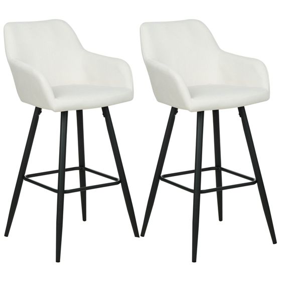 Set med 2 barstolar CASMALIA Sammet Off-White