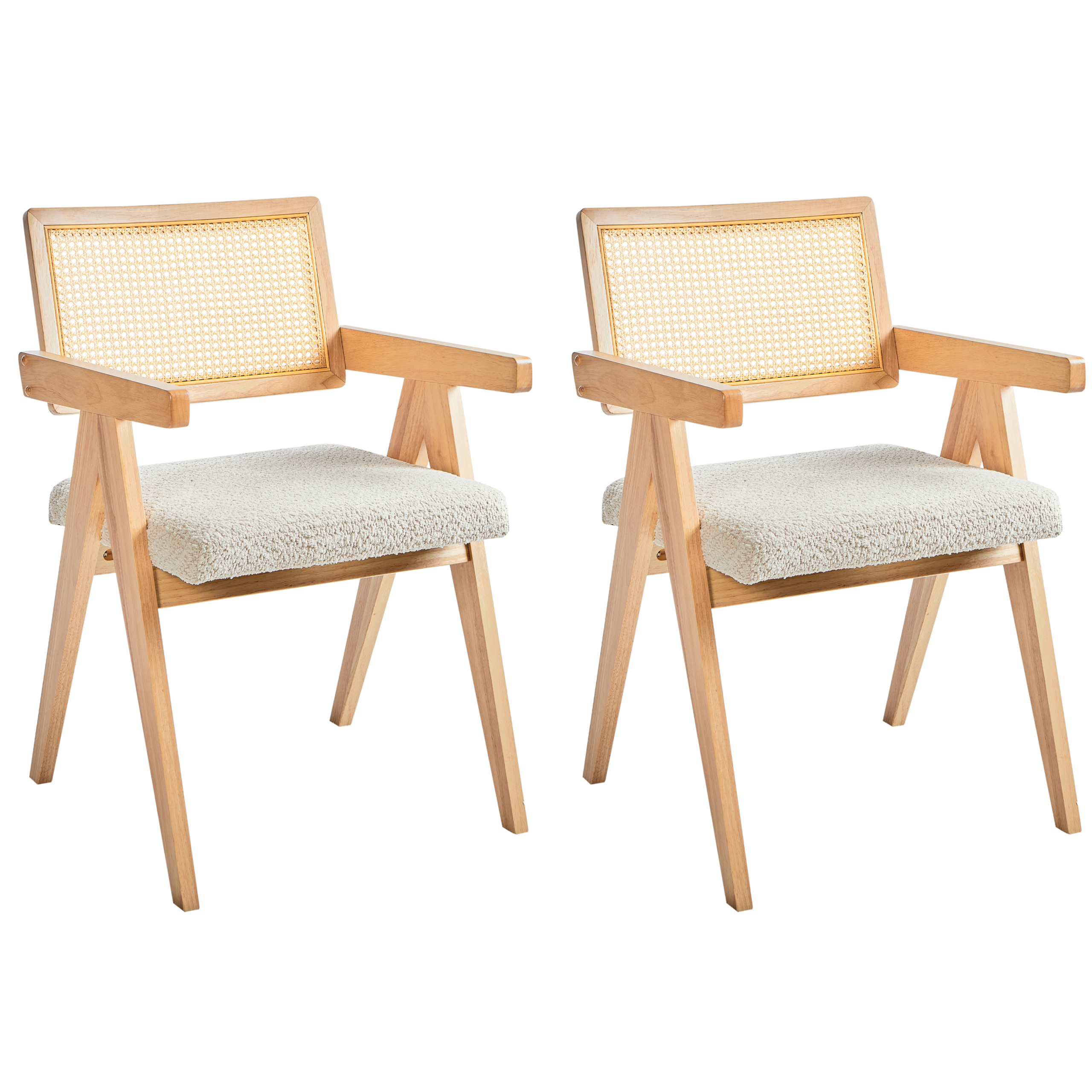 Set med 2 matstolar AVA Trä Ljusbrun/ Beige