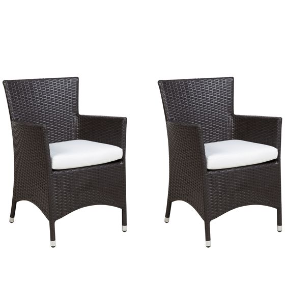Set med 2 stolar med dynor ITALY Konstrotting Mörkbrun