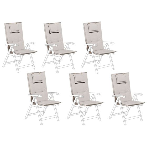 Set med 6 rygg-/sittdynor JAVA/AMANTEA 50 x 70 cm Taupe