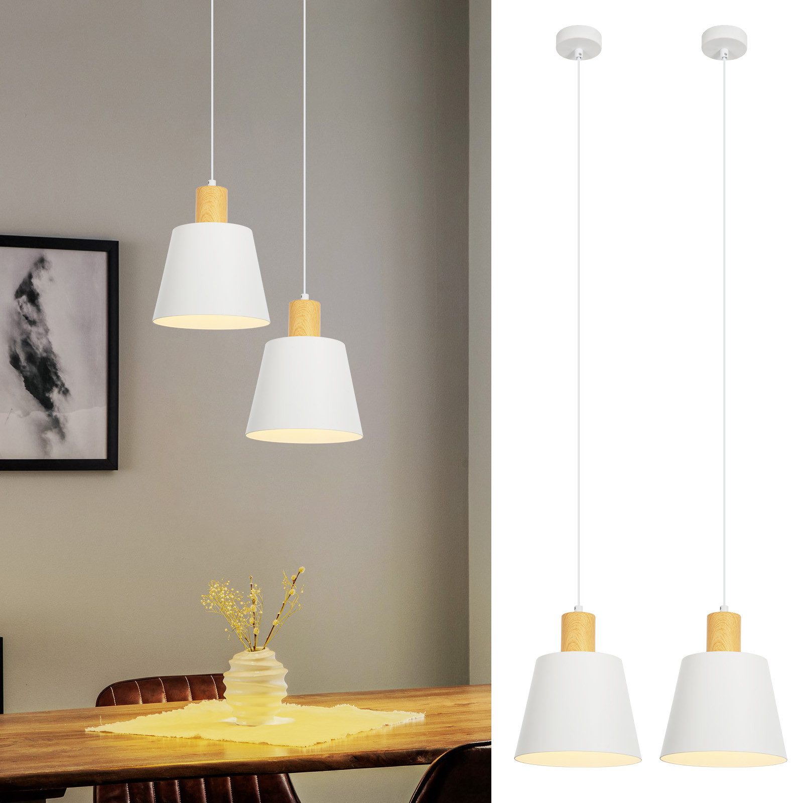 NETTLIFE Vintage - matsal, pendellampa, 2 x svart, pendellampa, industriell, pendellampa, E27, metall, retro