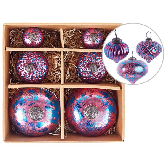 Set med 6 julgranskulor ASTRALE Glas Rosa