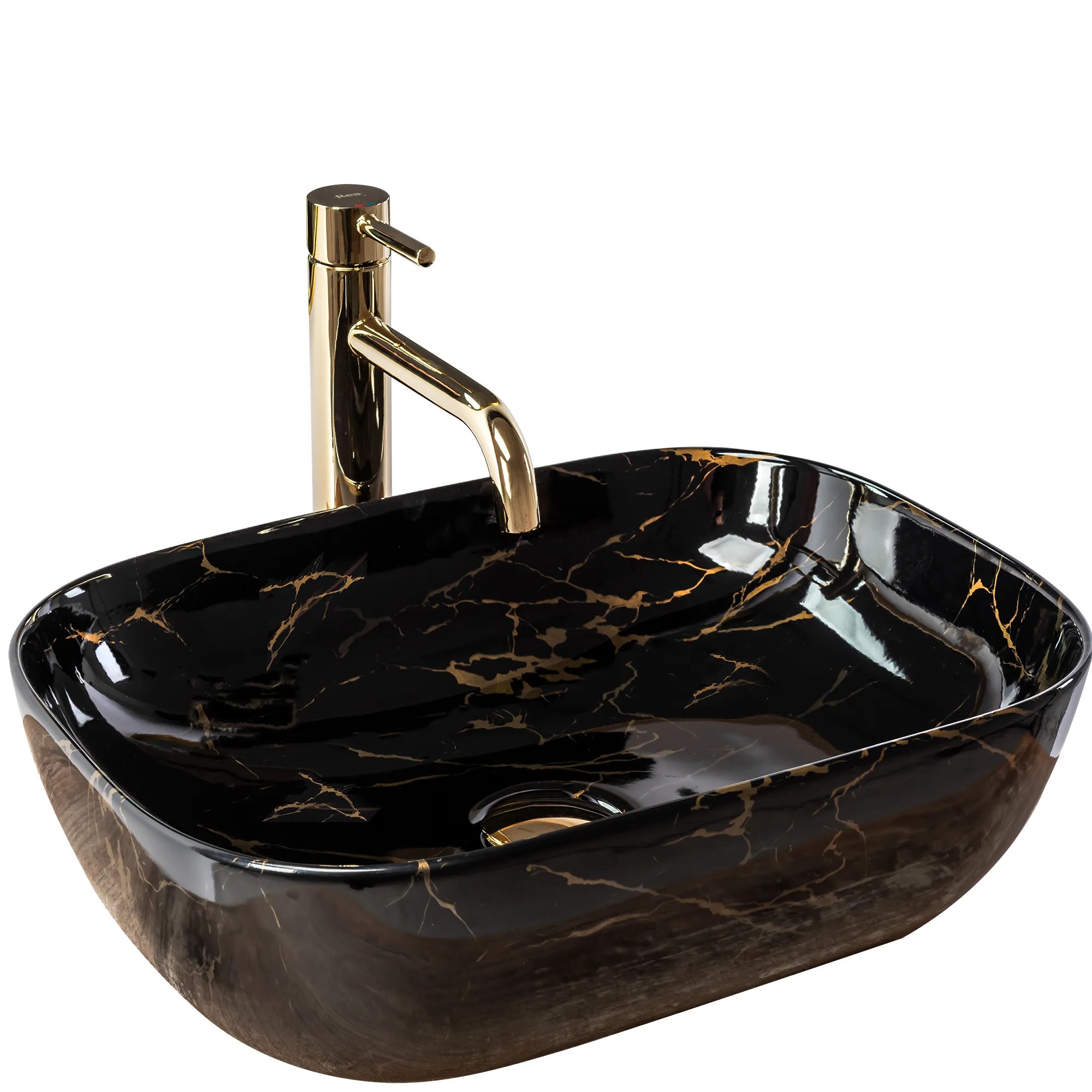 REA Bänkskål BELINDA MARBLE SHINY Svart, 46,5x33x13,5cm