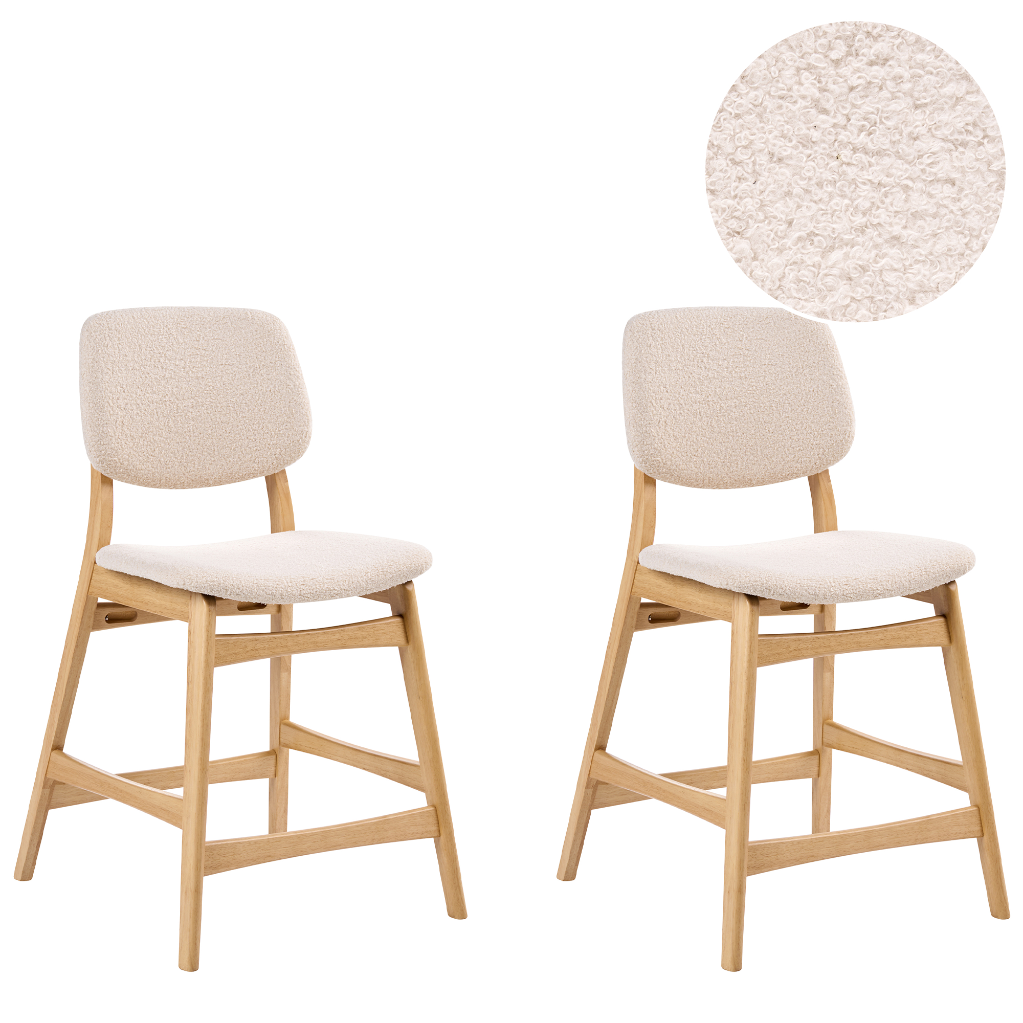 Set med 2 barstolar ELAINE Bouclé Ljusbrun/ Beige