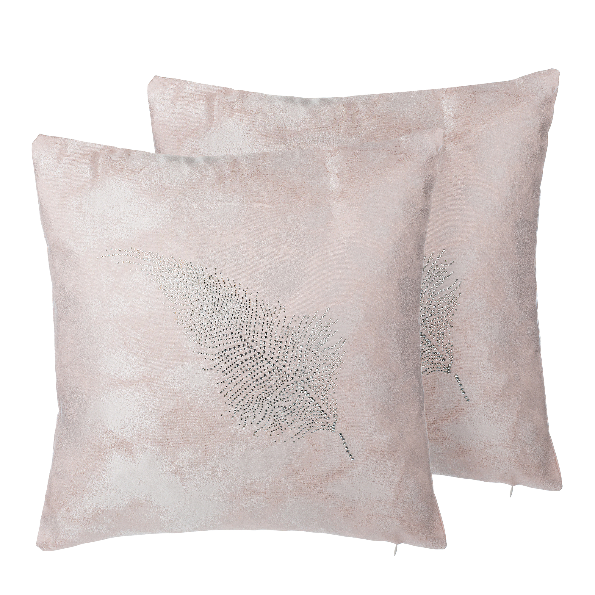 Set med 2 prydnadskuddar SILENE 45 x 45 cm Rosa Växtmotiv