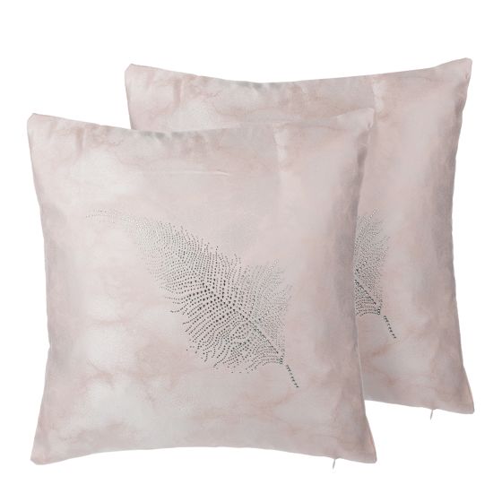 Set med 2 prydnadskuddar SILENE 45 x 45 cm Rosa Växtmotiv