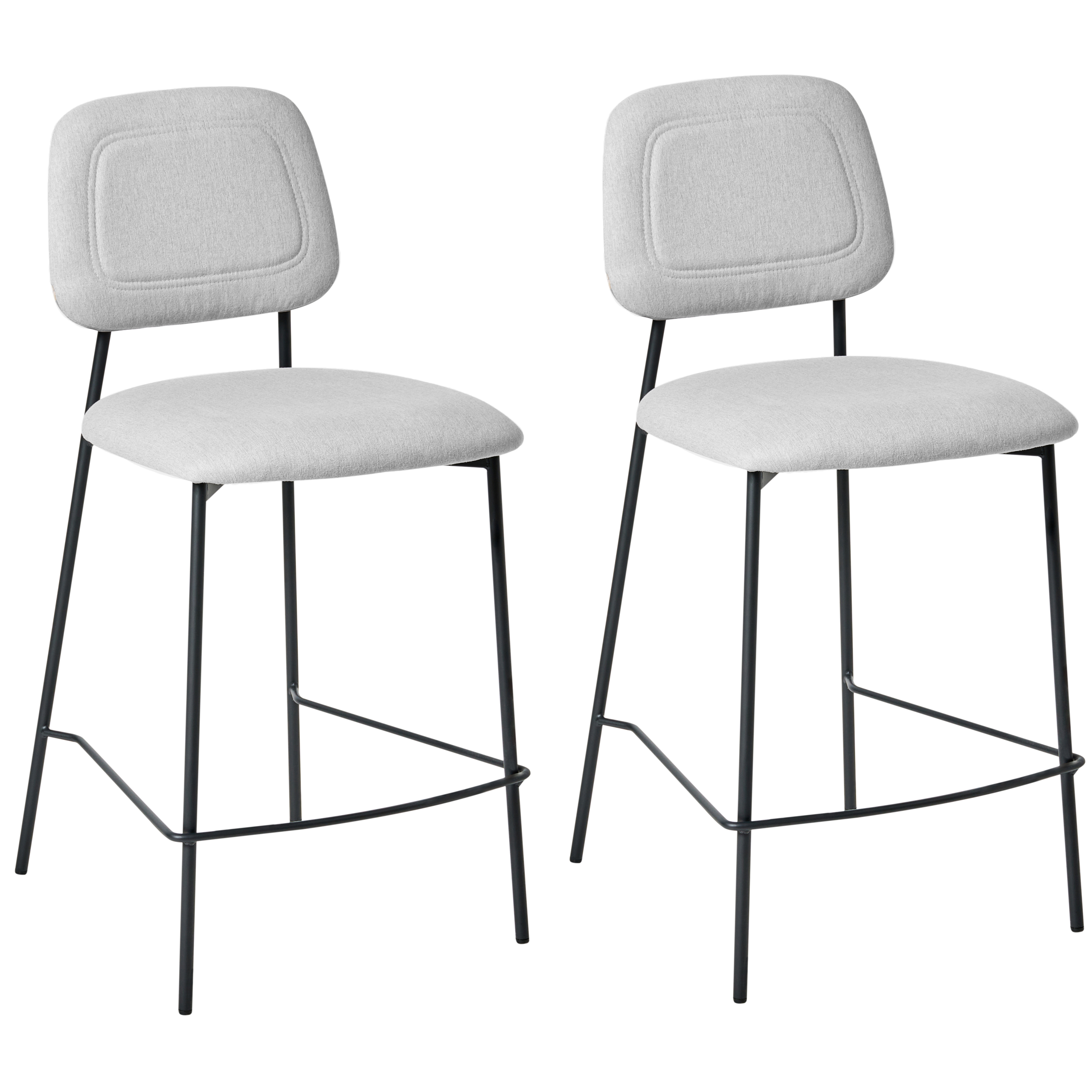 Set med 2 barstolar DUETTE Konstlinne Ljusgrå