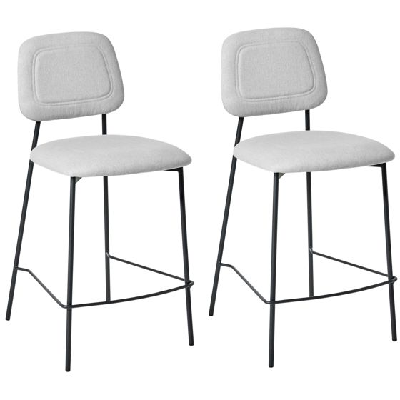 Set med 2 barstolar DUETTE Konstlinne Ljusgrå
