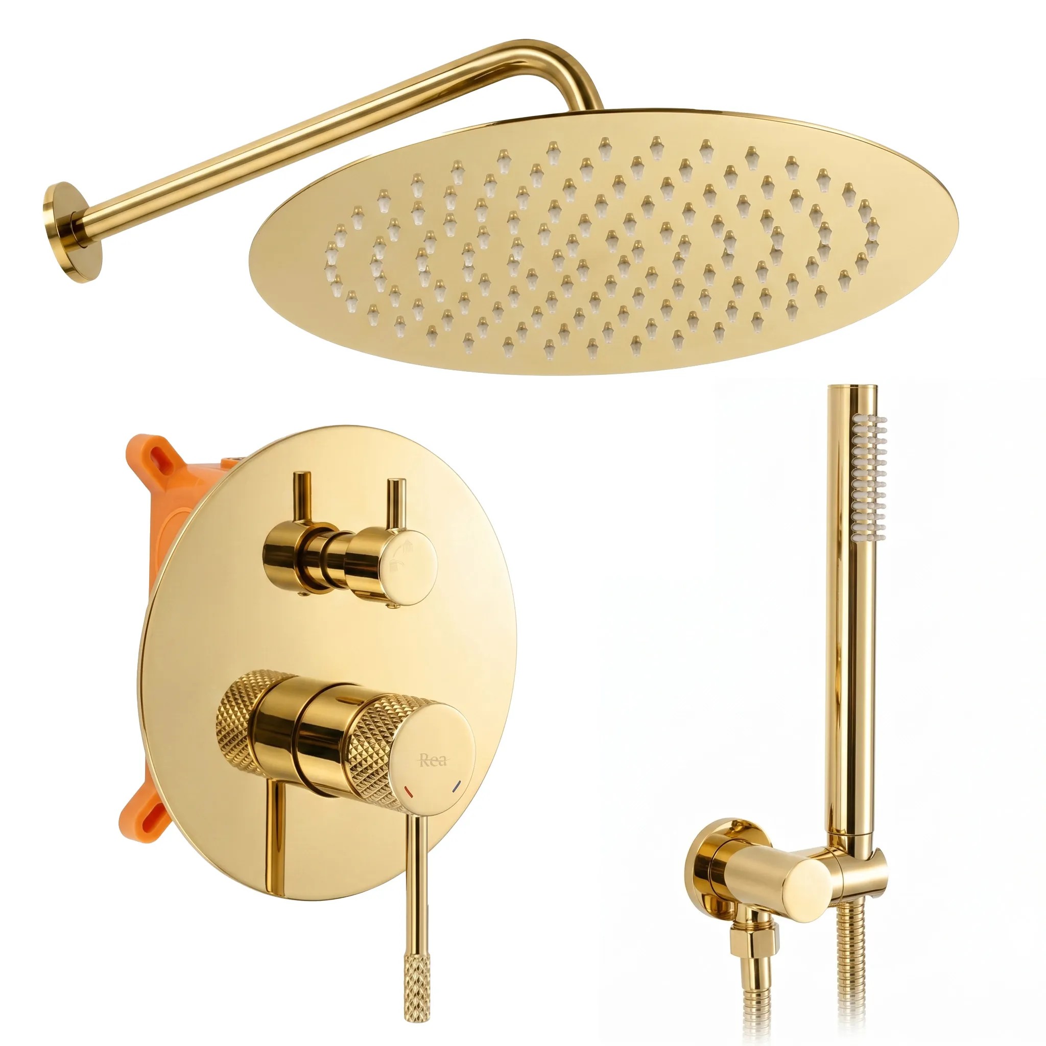 REA Inbyggt Duschset JS-625103-1G Guld, 29,5x18x21,2cm