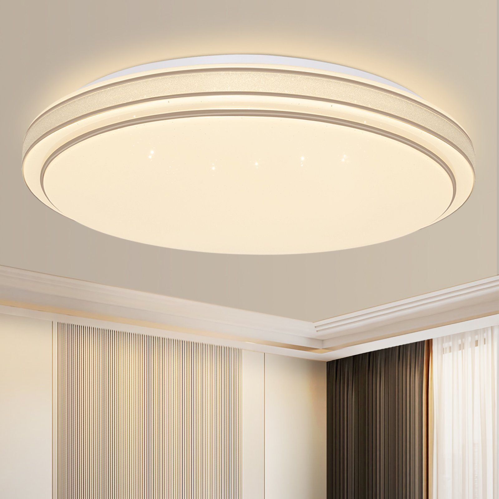 NETTLIFE LED - taklampa, Ø 27 cm modern, stjärnklar sovrumslampa, 12 W, varmvit, rund glödlampa. Kökslampa för hallen.