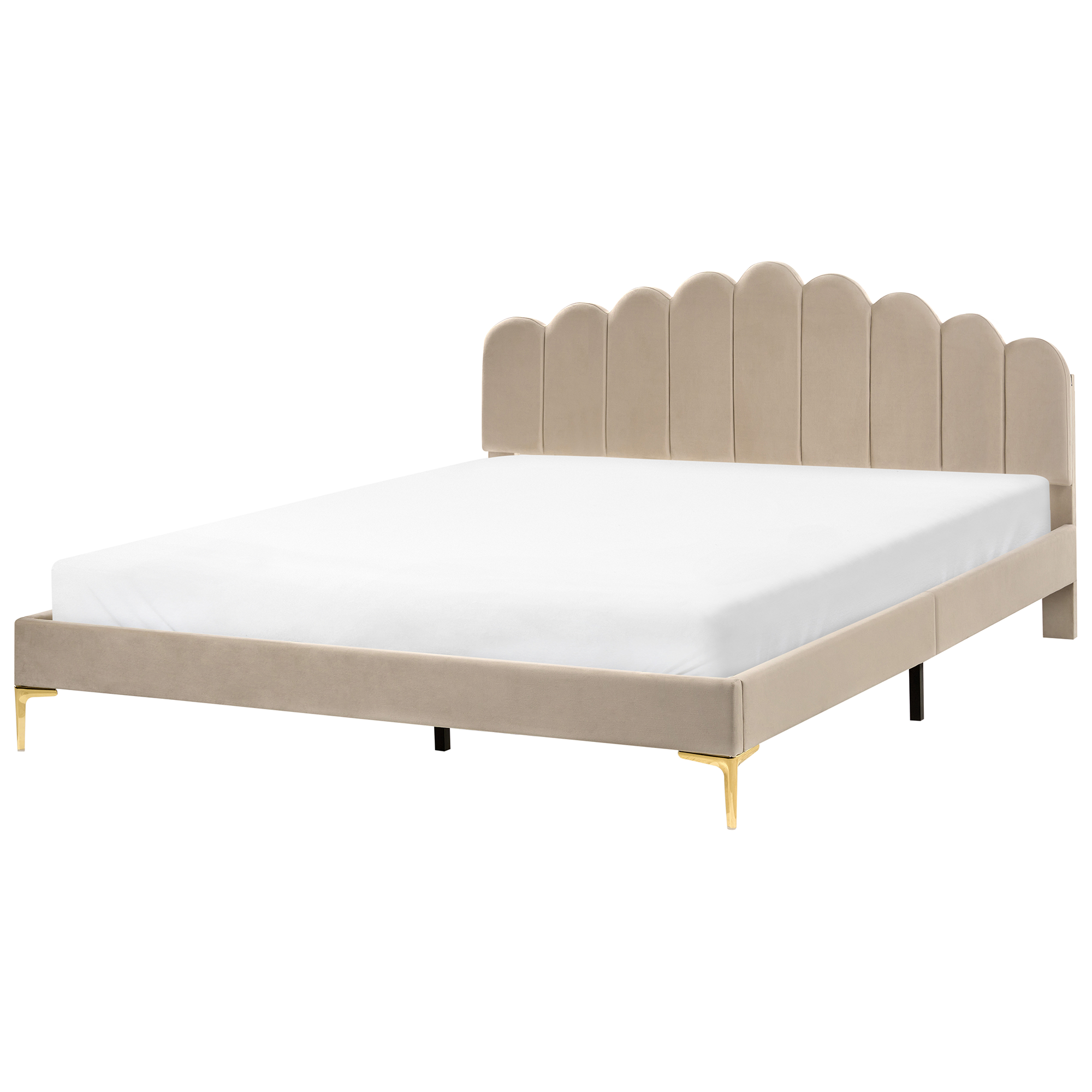Säng med lamellram Sammet SAUVIAN 180 x 200 cm Taupe