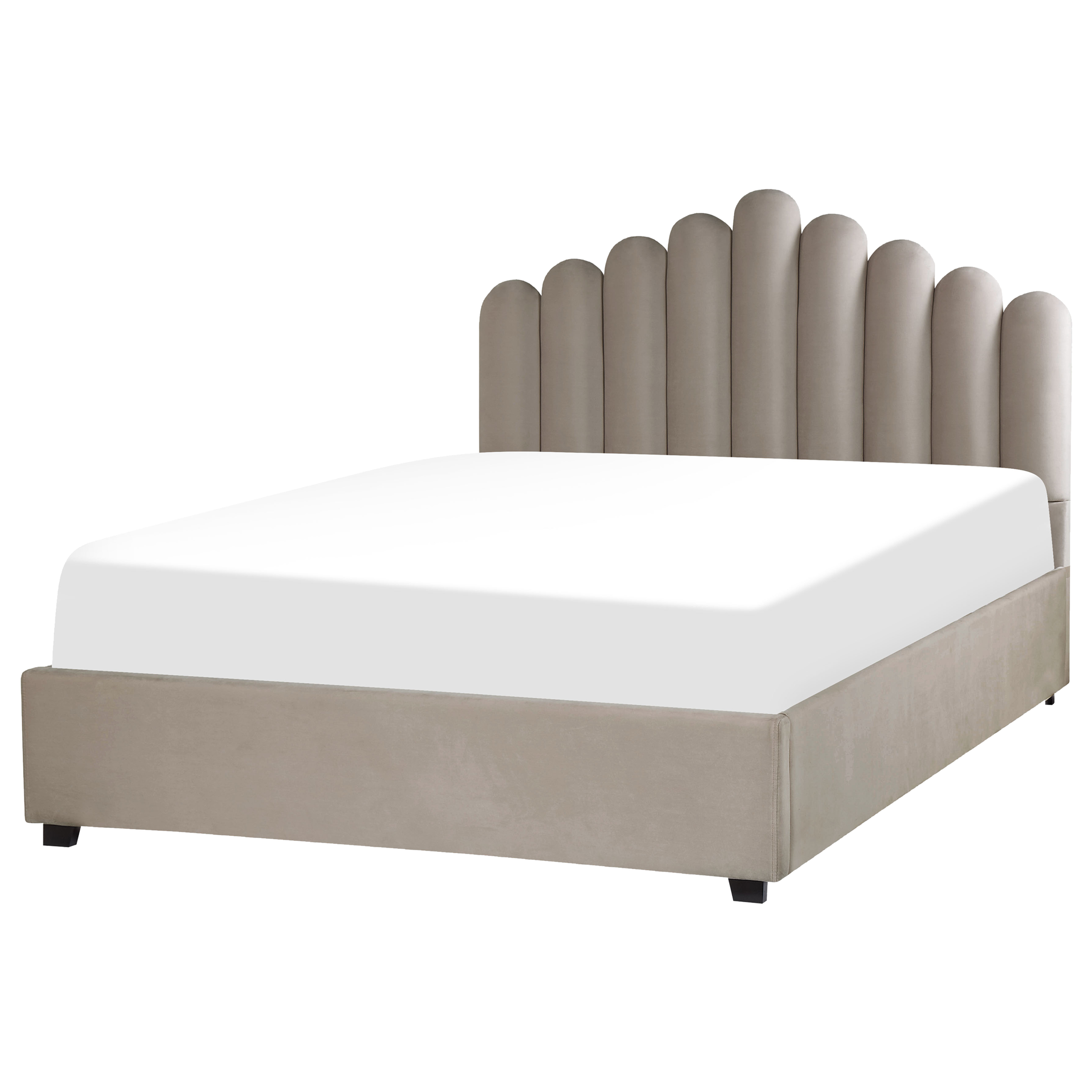Säng med förvaring VINCENNES Sammet Taupe 160 x 200 cm