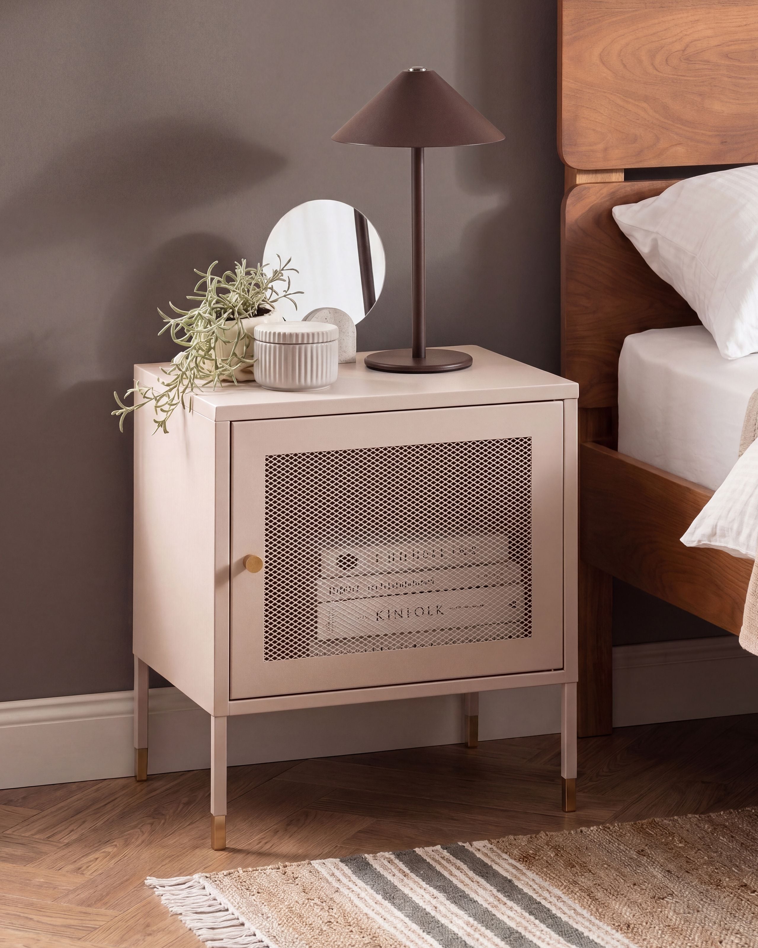 Sängbord OSSETT Metall Beige