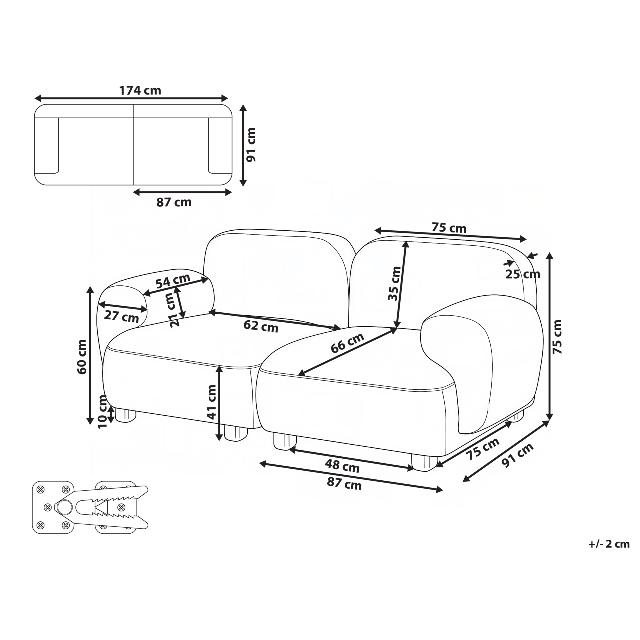 Modulsoffa 2-sits AMLI Ljusgrön