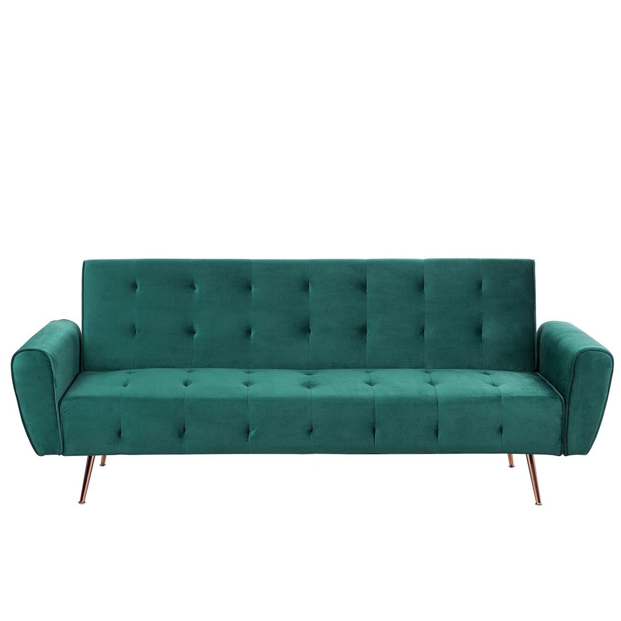 Bäddsoffa 3-sits SELNES Sammet Smaragdgrön