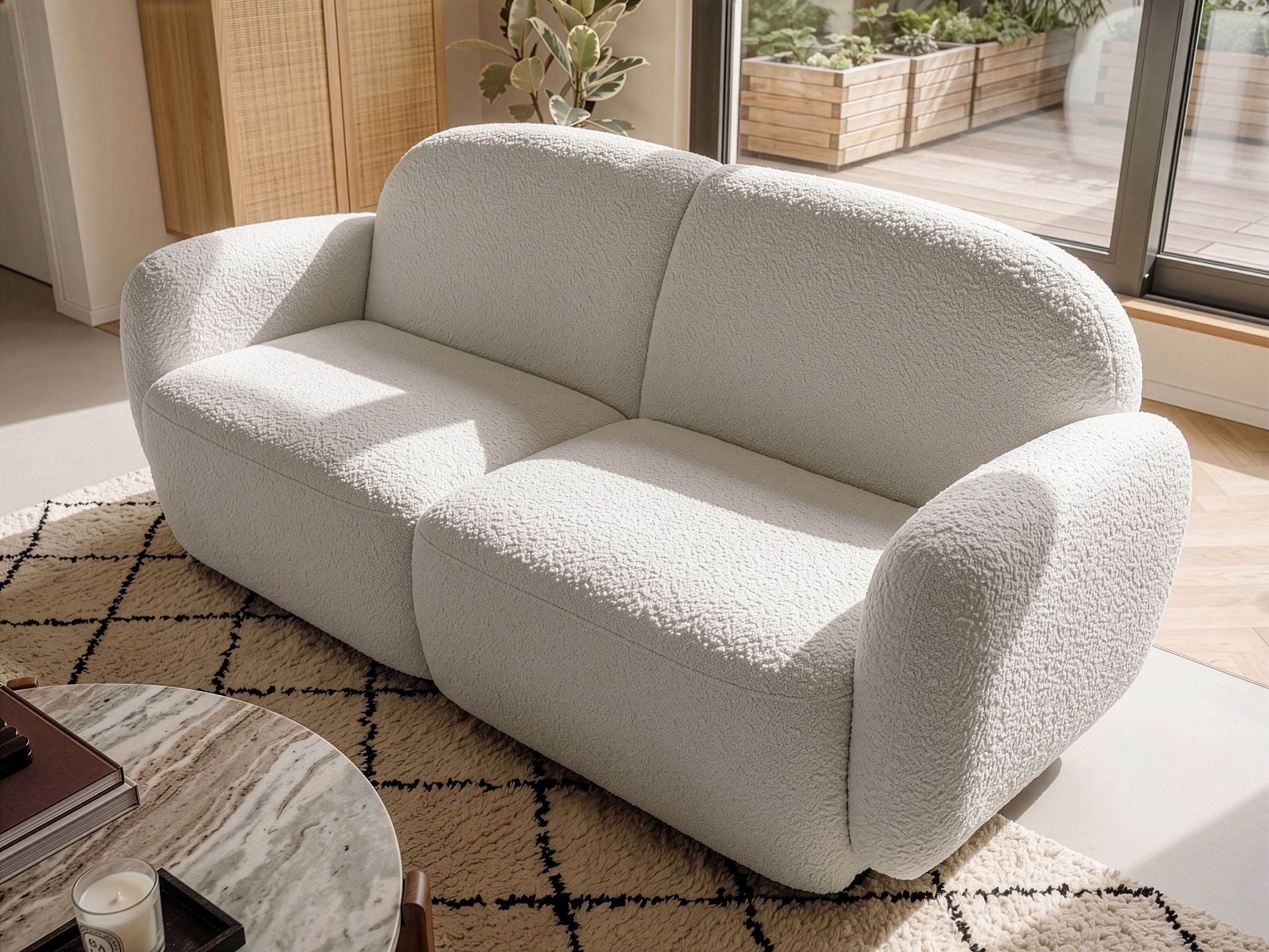 Soffa 3-sits JULE Bouclé Off-White
