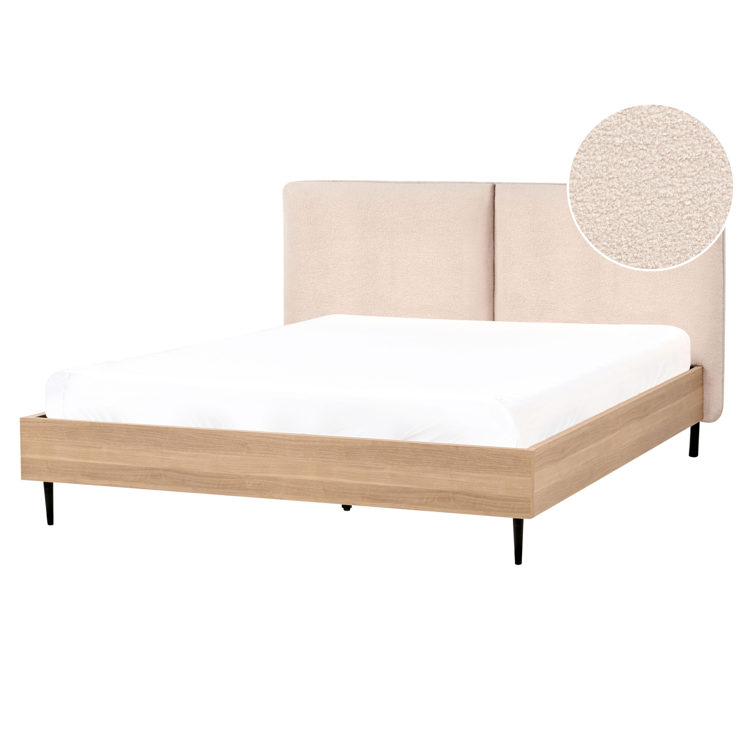 Säng med lamellram Bouclé LIMANTON 160 x 200 cm Beige