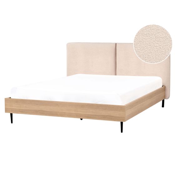 Säng med lamellram Bouclé LIMANTON 160 x 200 cm Beige