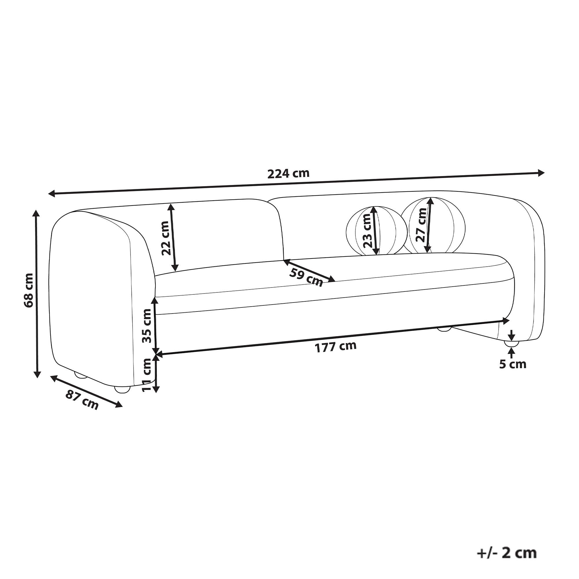 Soffa 3-sits LEIREN Sammet Taupe
