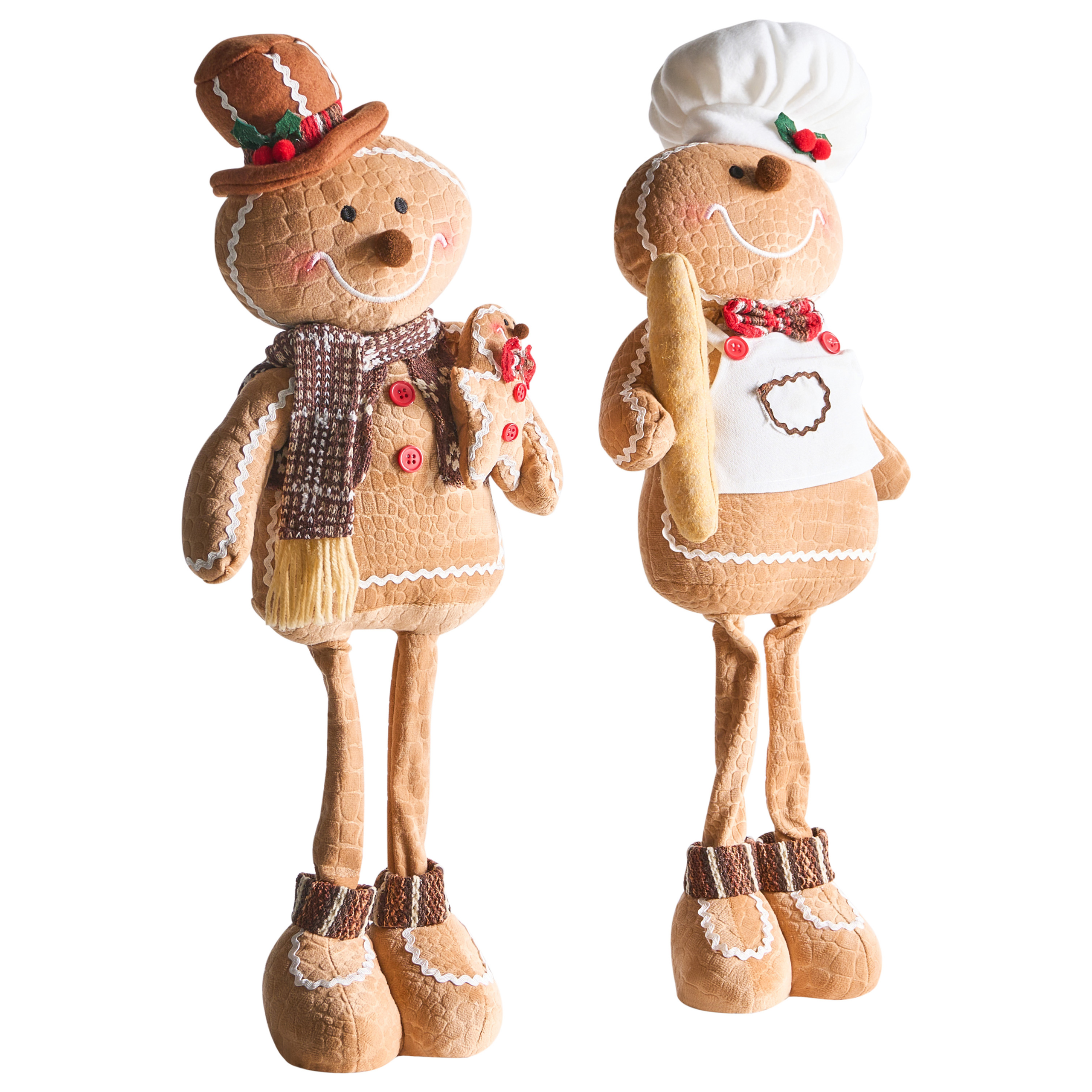 Set med 2 julpynt EIKEREN 55 cm Pepparkaksgubbe Brun