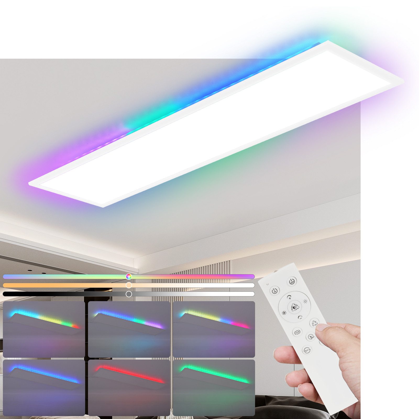 NETTLIFE LED - panel 100 x 25 cm - Dimbar taklampa, RGB - bakgrundsbelysning, 24W, Varmvit, Neutralvit