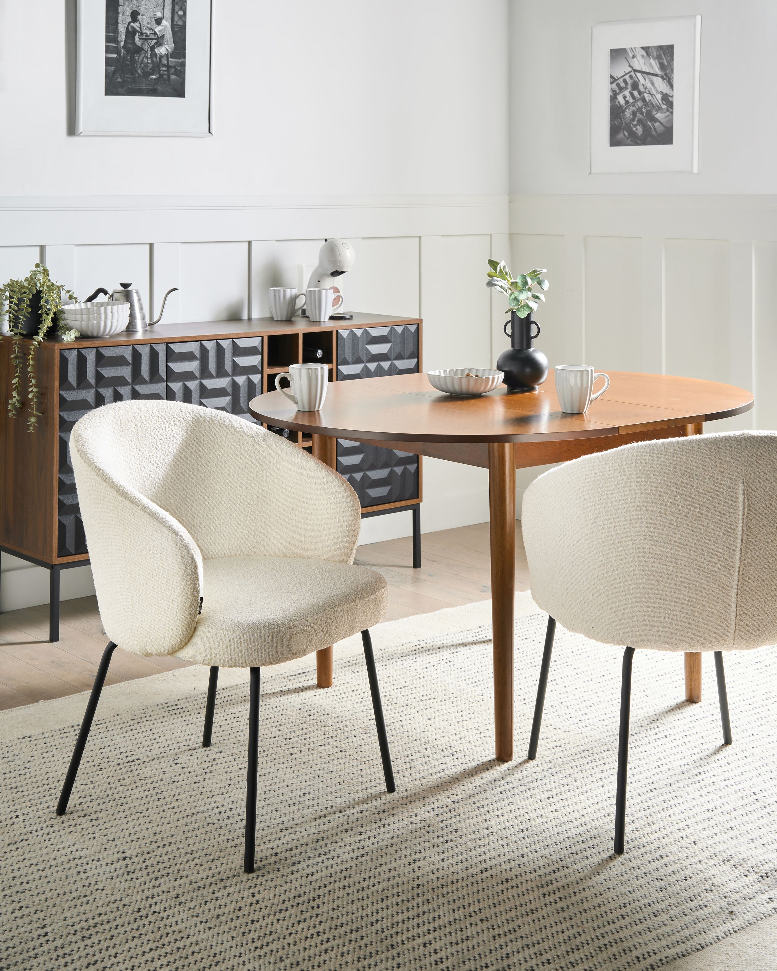 Set med 2 matstolar LUDDEN Bouclé Ljusbeige