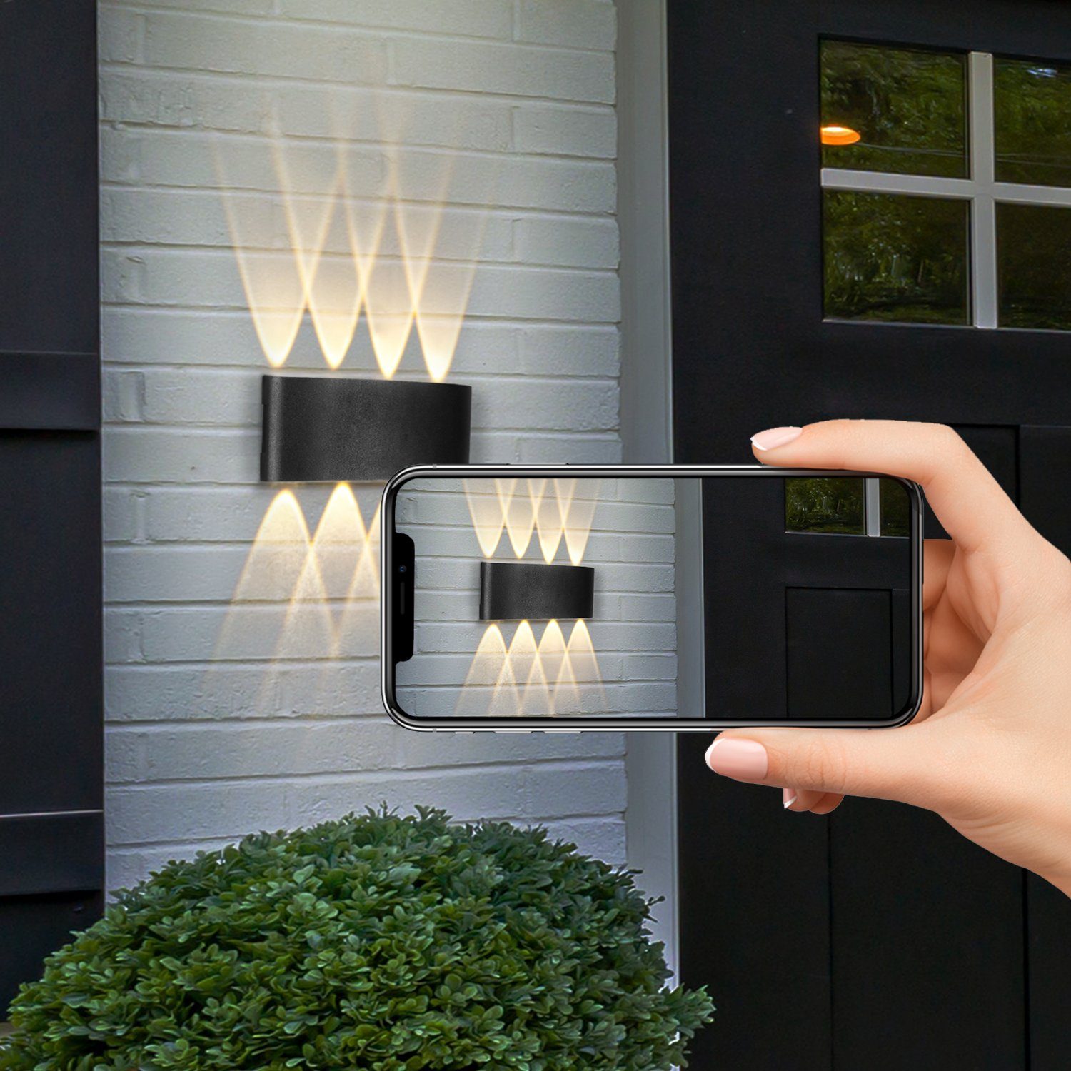 NETTLIFE LED - vägglampa, för inomhusbruk:, 2 st, svart, utomhusvägglampor, upp- och nerbelysning, 7W, IP65