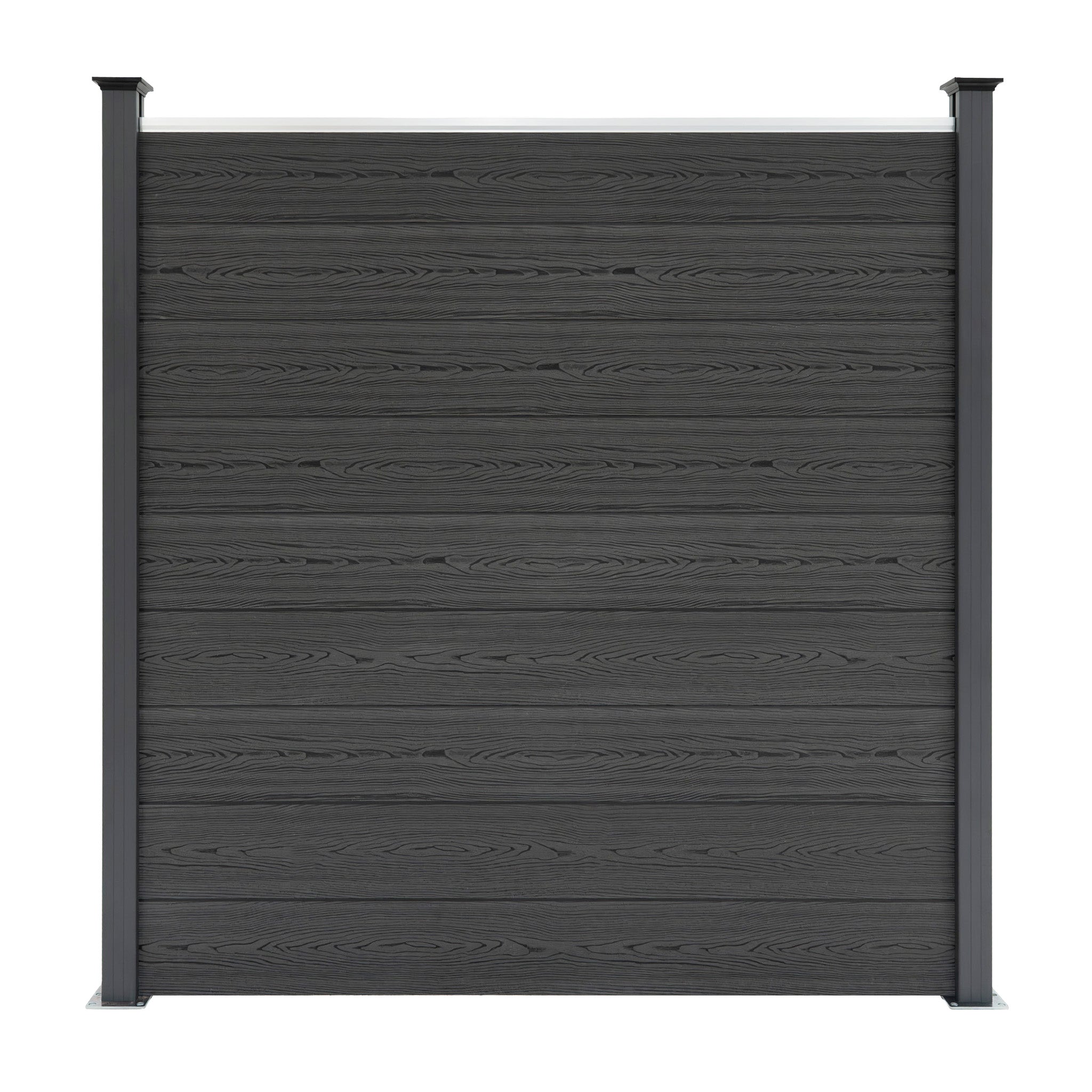 Kompositstaketpaneler och LED-stolpar 1,8 m x 15 m - grå