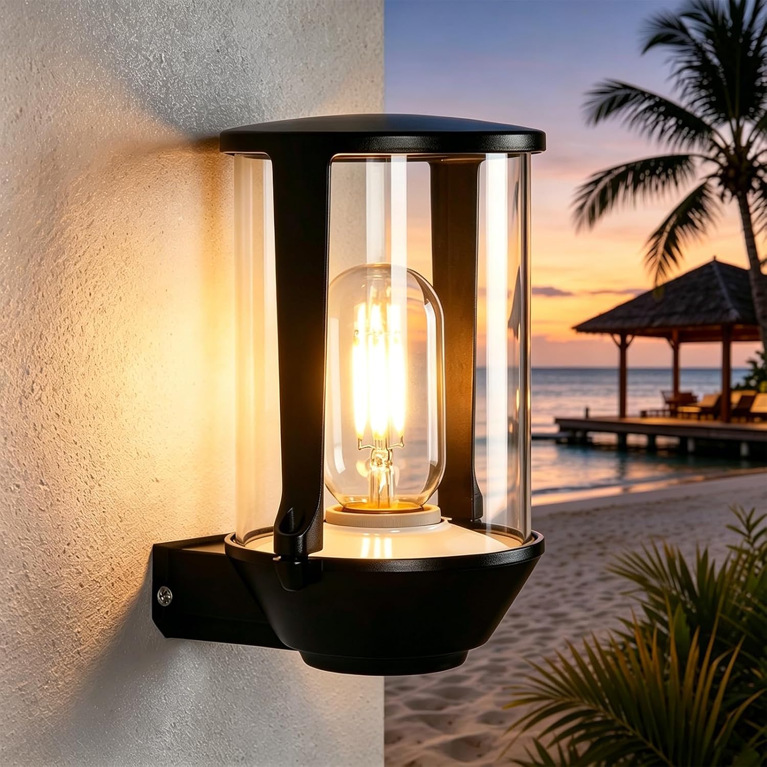 NETTLIFE IP65 E27 svart LED-vägglampa för utomhusbruk, vattentät lampa för husfasad, trädgård, balkong, max 40W (glödlampa ingår ej)
