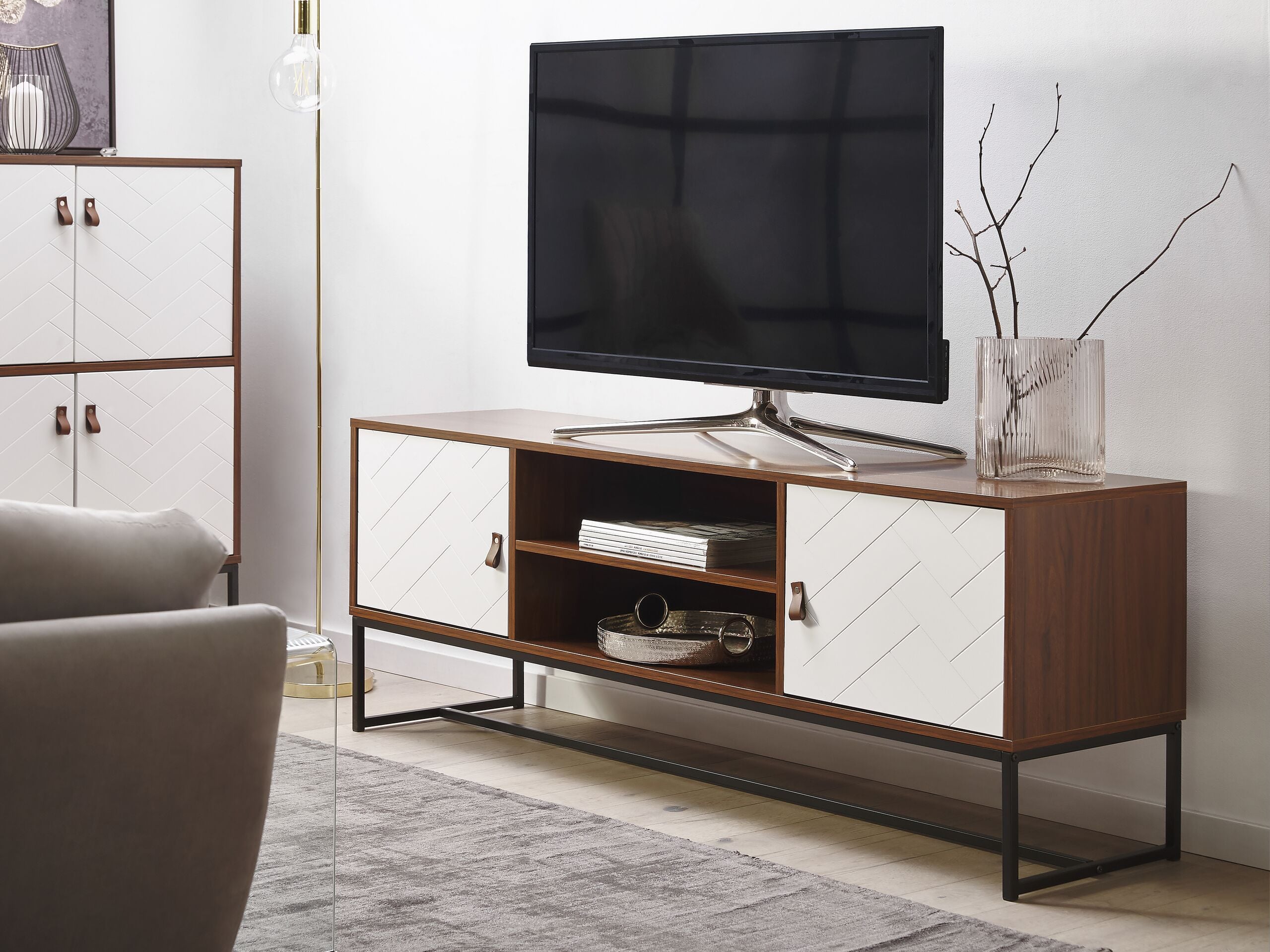 TV-bänk NUEVA Mörkbrun/ Vit