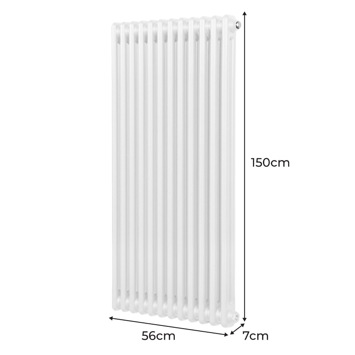 Traditionell 2-pelars radiator - 1500 x 562 mm - vit