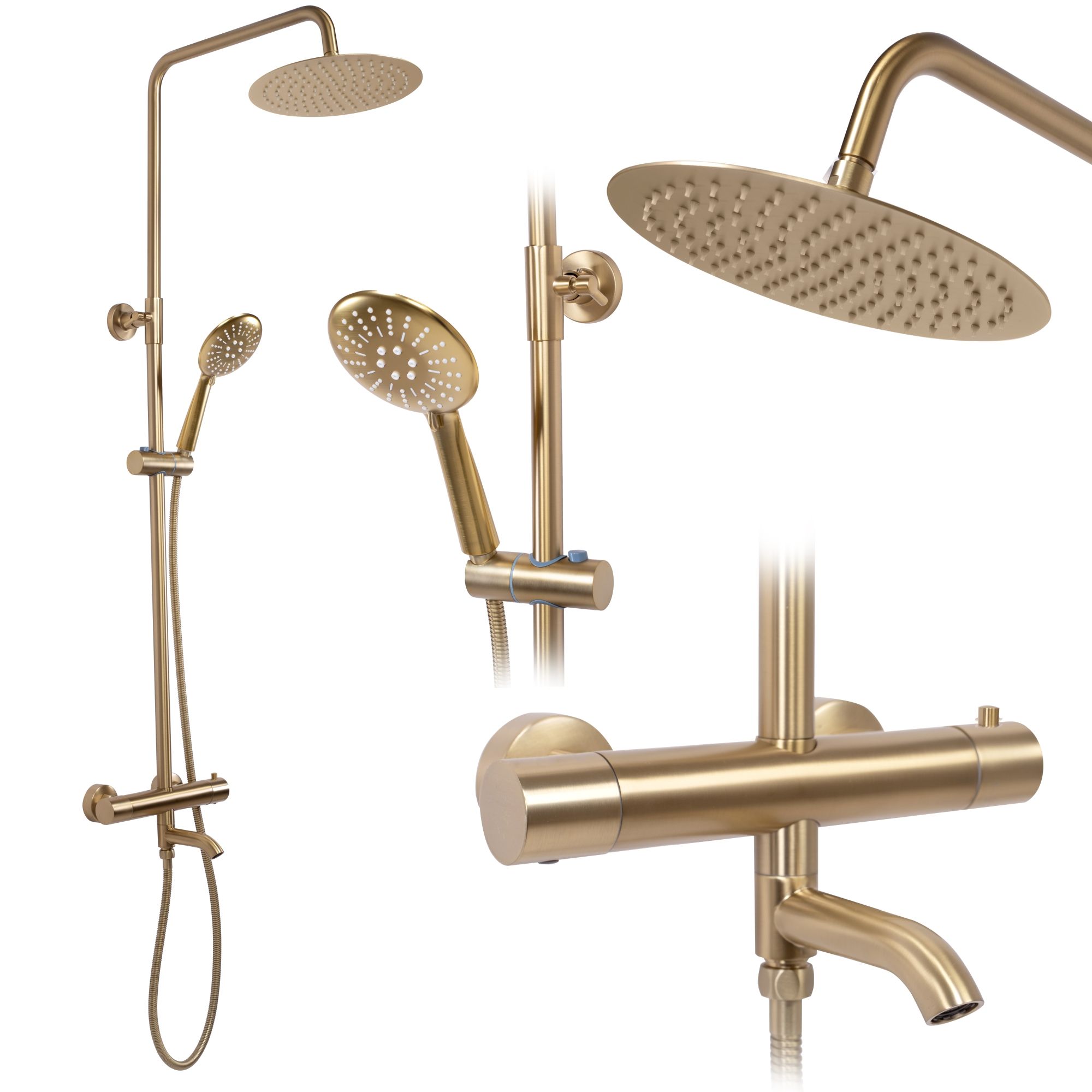 REA Badkar- Och Duschset LUNGO Borstat Guld, 45x26,5x117cm