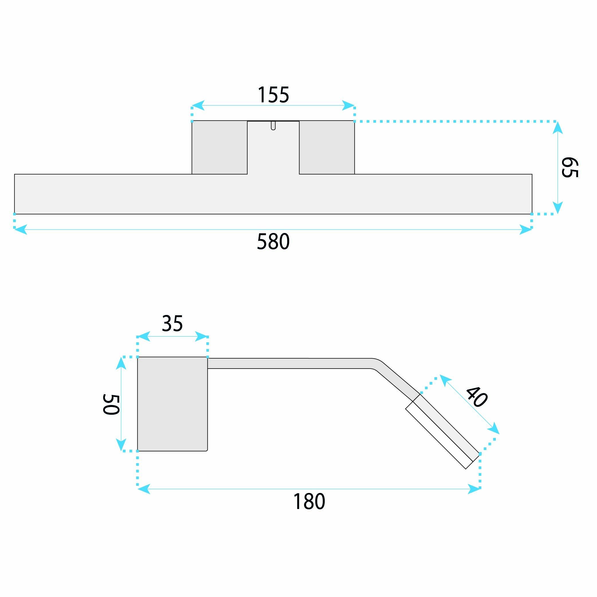 Toolight Vägglampa LAMPA SWE011-1W 58cm LED Svart 58x18x6,5cm