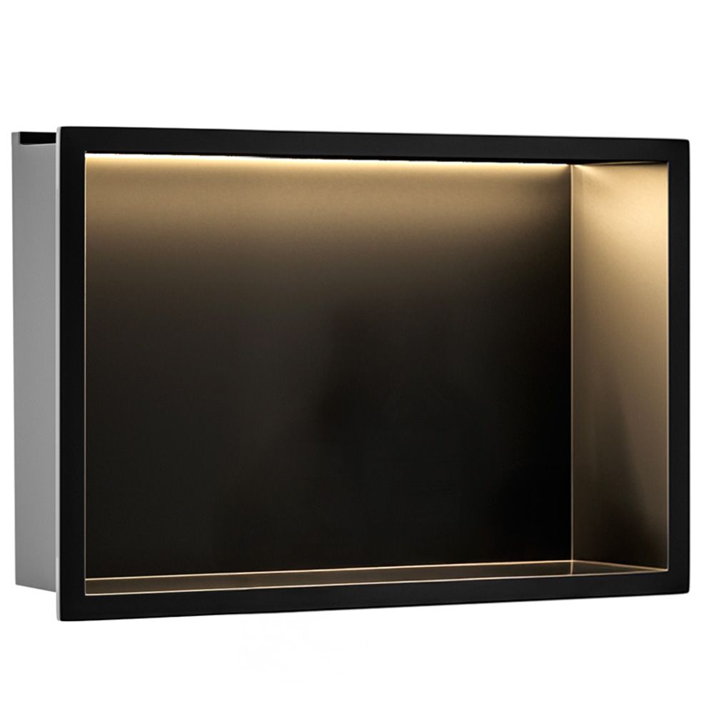 REA Inbyggd Badrumshylla led30x45 Svart, 10x45x30cm