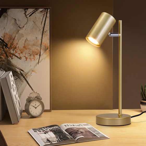 NETTLIFE Sängbordslampa, Vardagsrum, Bordslampa Gyllen Roterande, 350° GU10 Gyllen, metallisk, bordslampa
