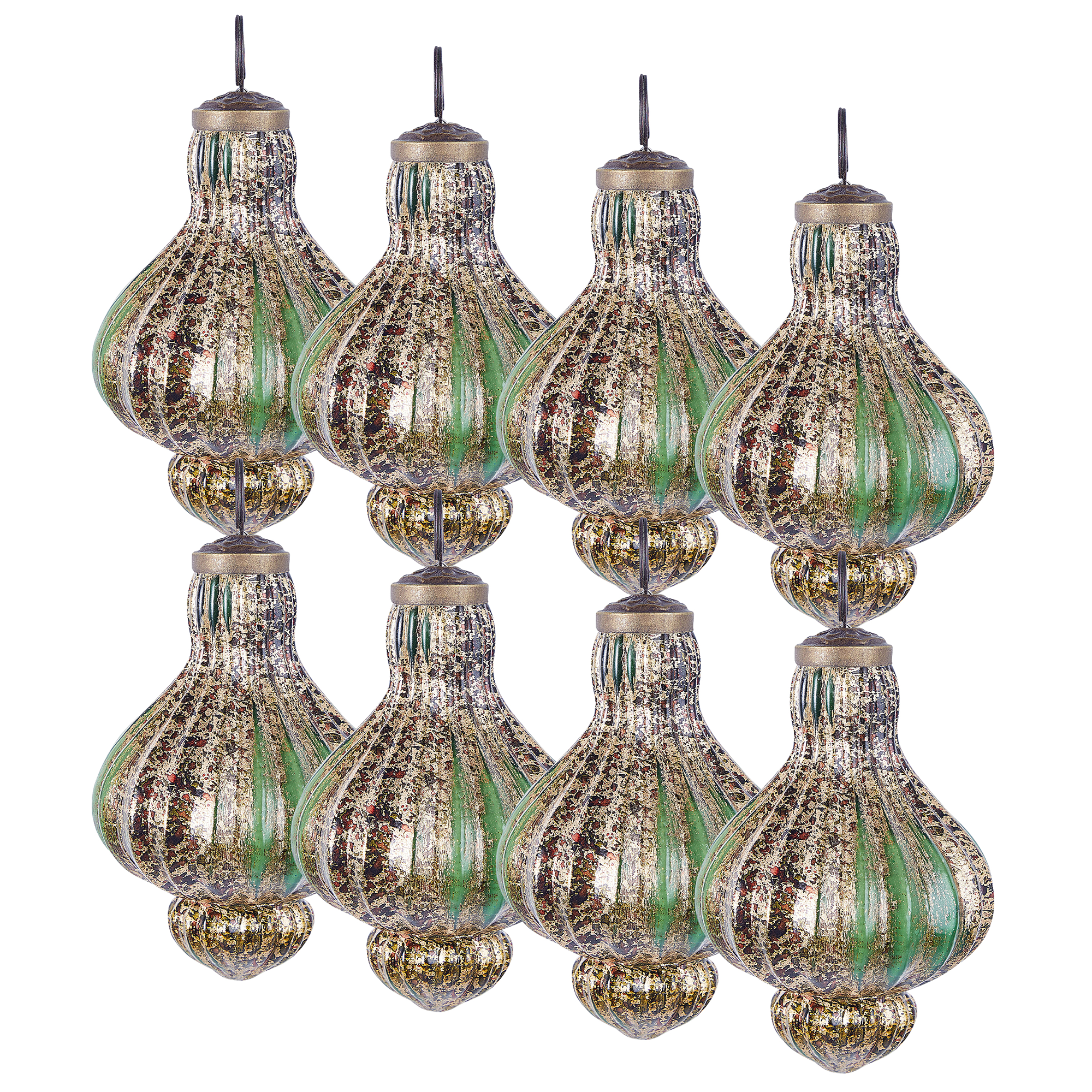 Set med 8 julgranskulor BRILLANT Glas Grön