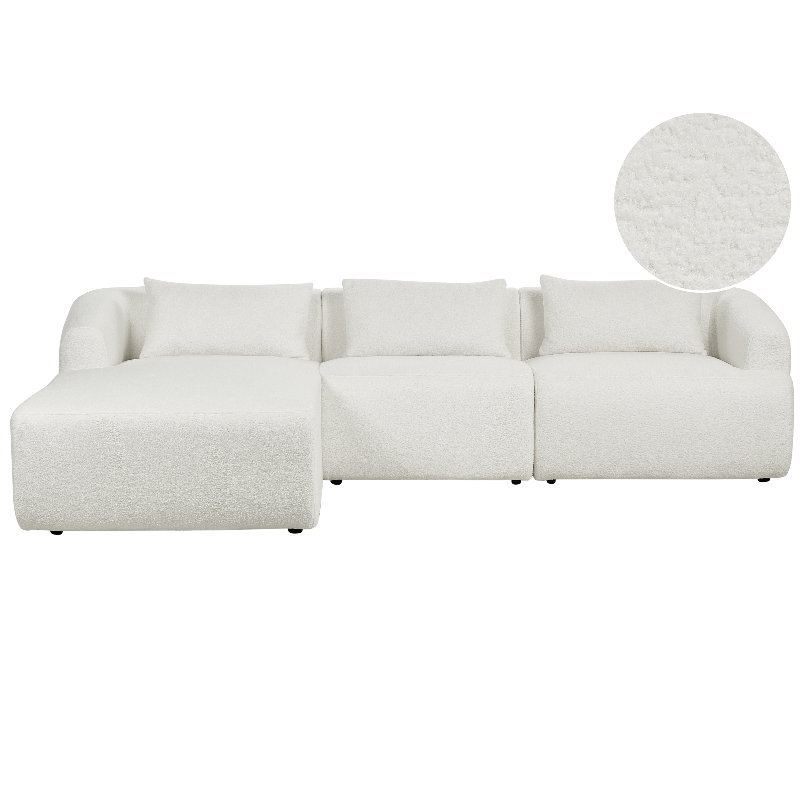 Hörnsoffa 3-sits SVANSELE Bouclé Off-White Högervänd