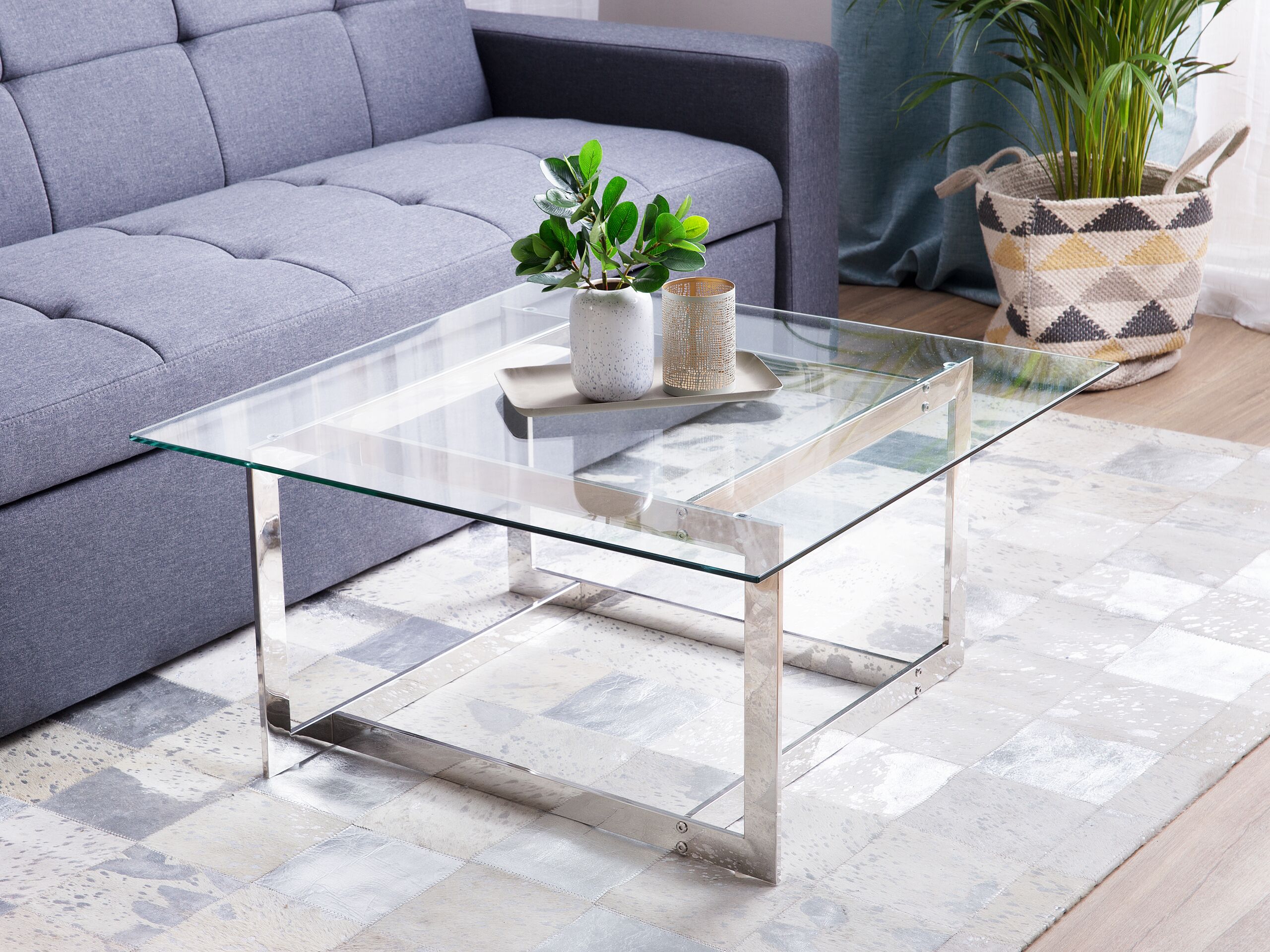 Soffbord CRYSTAL Härdat glas Silver