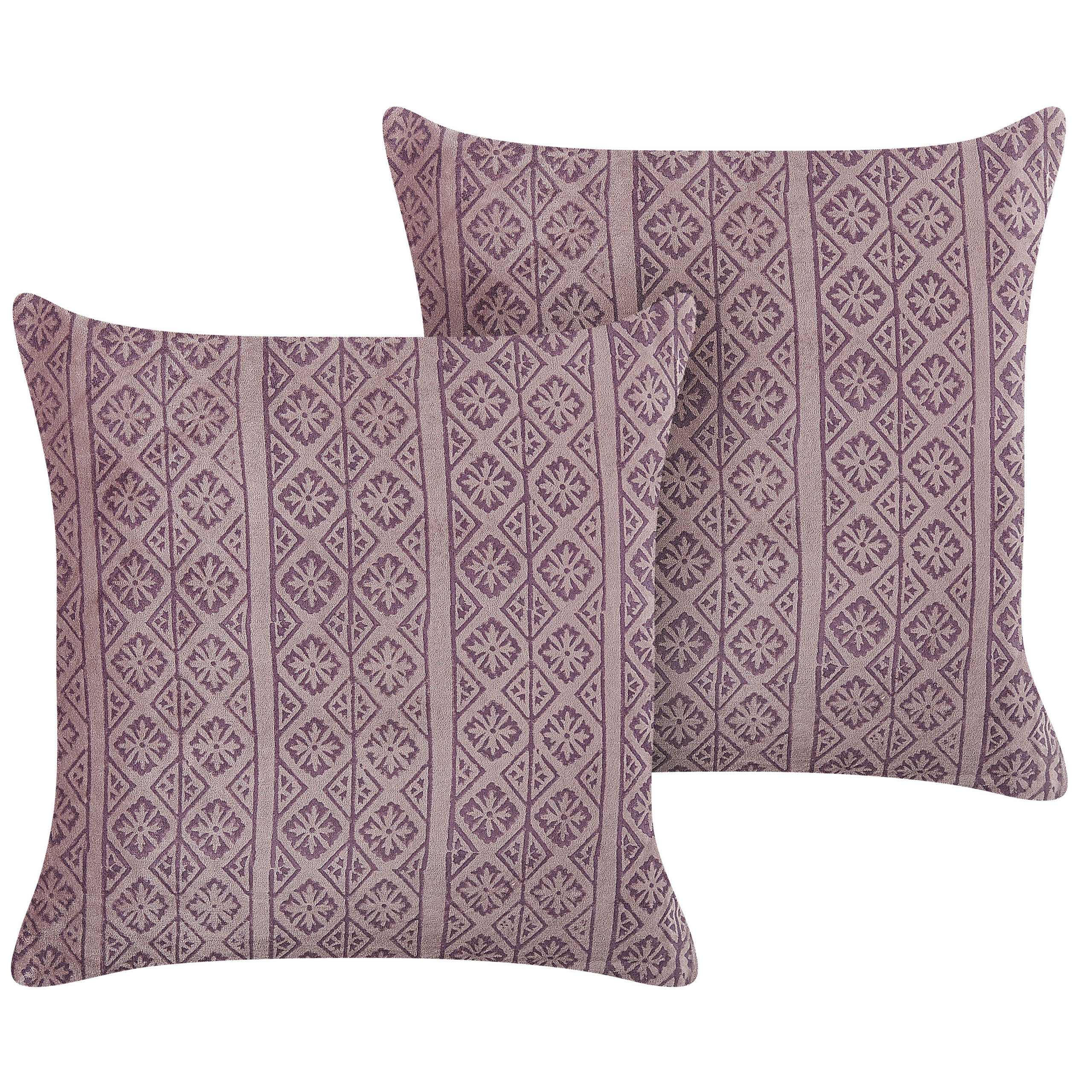 Set med 2 prydnadskuddar SILYBUM 45 x 45 cm Sammet Rosa Geometriskt tryck