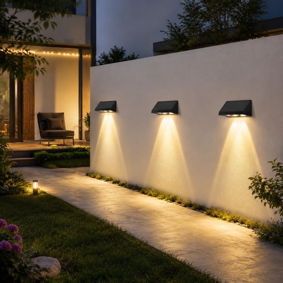 NETTLIFE Solcellsdrivna utomhuslampor 2 st LED-vägglampor för utomhusbruk varmvit 3000K