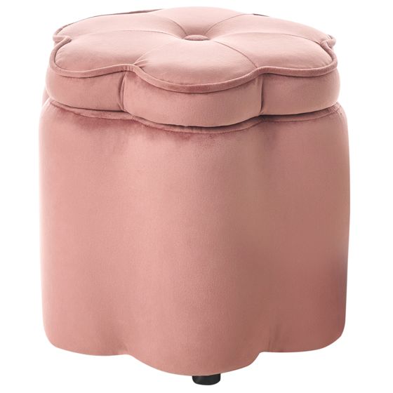 Barnpuff med förvaring FLOWER Blomma Sammet Rosa