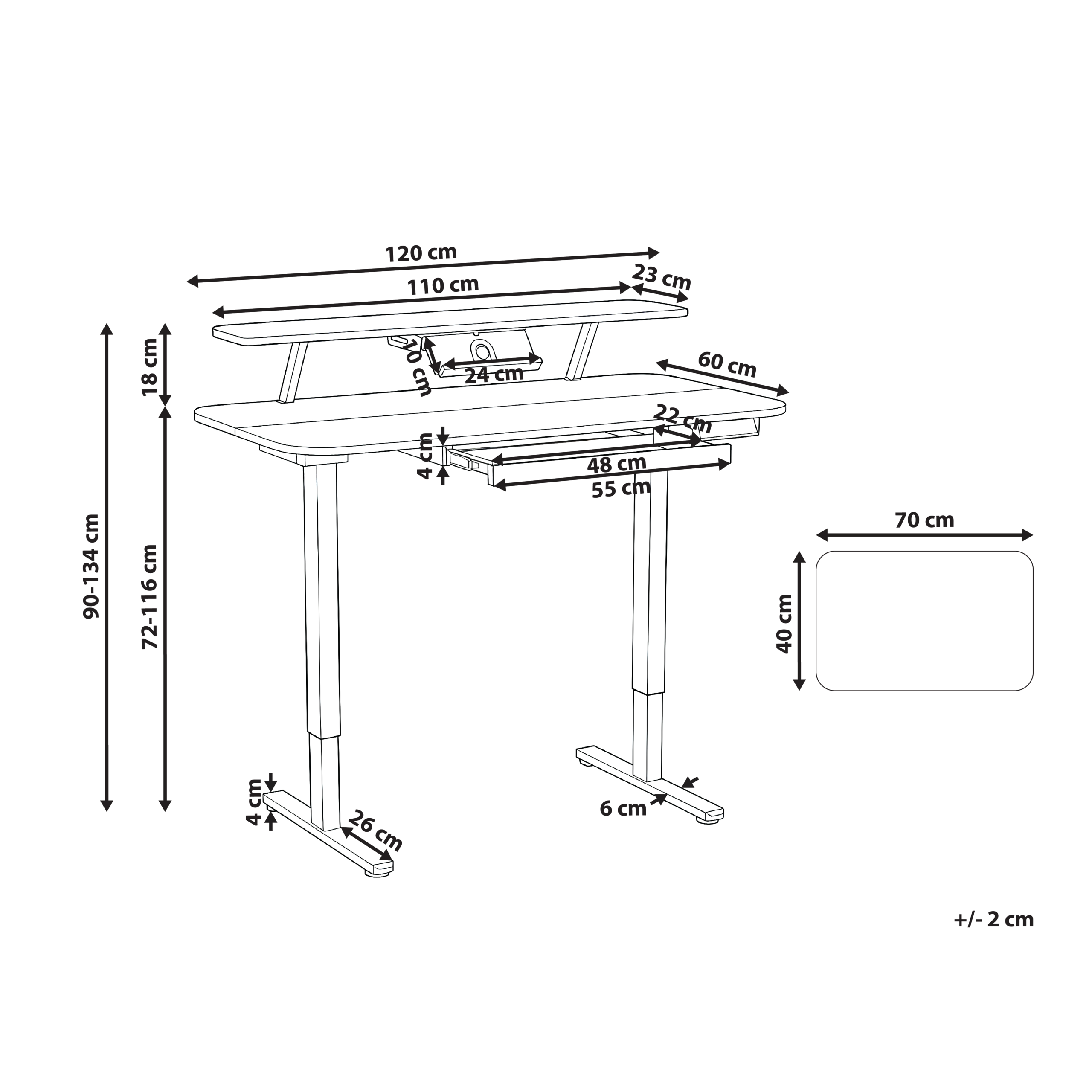 Elektriskt höj- och sänkbart skrivbord WILBANKS 120 cm 60 cm med USB-port Vit